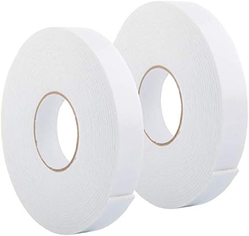 Double Sided Foam Tape 1.18In x 33FT 2 Pack, Mounting Tape Heavy Duty, Strong Adhesive Weatherproof Seal Strips for DIY Craft Picture Poster, Car & Gap Filling Mountings, Home Office Decor (White)