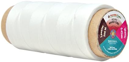 Mandala Crafts 200M 0.45mm White Round Waxed Thread for Leather Sewing