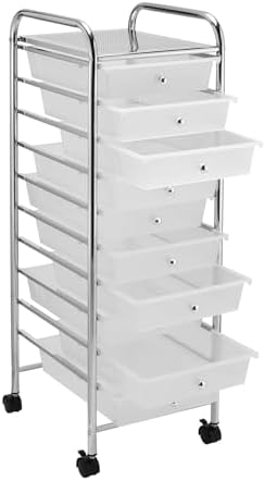 Simply Tidy 10 Drawer Clear Rolling Cart - Mobile Organizer with Removable Drawers, Swivel & Locking Casters, Durable Tubular Frame - 1 Set