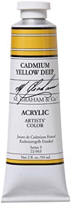 M. Graham & Co. 22-063 M. Graham 2-Ounce Tube Acrylic Paint, Cadmium Yellow Deep