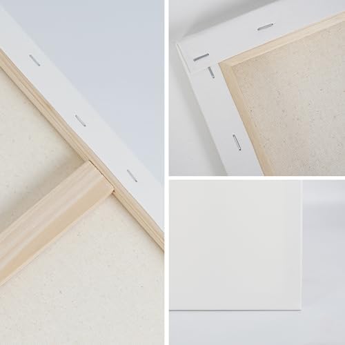 CONDA 18x24 inch Stretched Canvas for Painting, 5 Pack Large Canvas, 100% Cotton, 5/8 Inch Profile Big Stretched Canvas Value Bulk Pack for Acrylics, Oils Painting