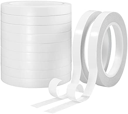 Double Sided Tape for Crafts Gifts Arts Photography Scrapbooking Tear-by-Hand,Paper Backing 1/2 Inch (11 Rolls)