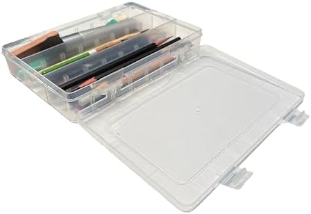 4-Pack Clear Plastic Artist's Art Supply Storage Sketching Pencil Case, Large Capacity Charcoal Pencil Organizer Box with Compartments for Sketching and Drawing Tools.