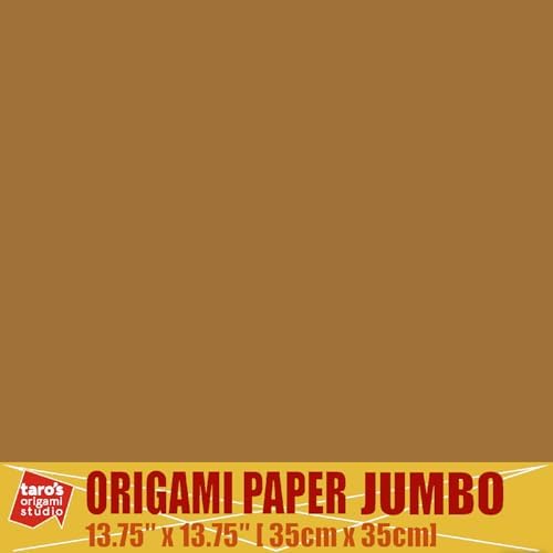 [Taro's Origami Studio] TANT Jumbo 13.75 Inch (35 cm) Double Sided Single Color (Brown) 20 Sheets (All Same Color) for Beginner to Expert (Made in Japan)