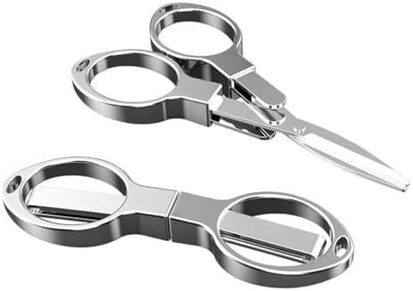 YVAOG Folding Scissors, Safe Portable Safe Portable Travel Mini Scissors, Stainless Steel Retractable Small Scissors for Home Office, 2 Piece Set