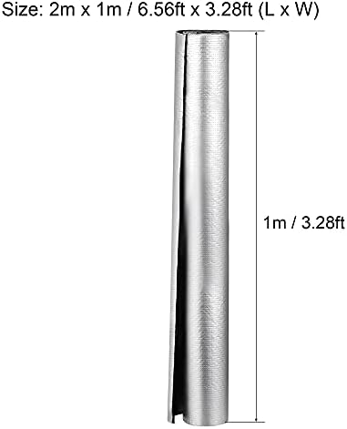 uxcell Insulation Sheet, 2mx1mx5mm Embossed Aluminum Foil Waterproof Heat Resistant Thermal Barrier, for Roof Wall HVAC Duct Pipe, Rubber Foam