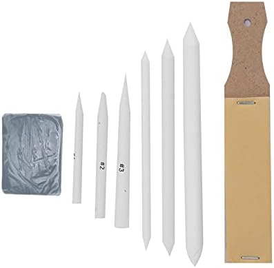 Alomejor Professional Sketch Drawing Tools Blending Stumps Set with Eraser and Sandboard, Perfect for Achieving Hazy View Effects, 8 PiecesSet