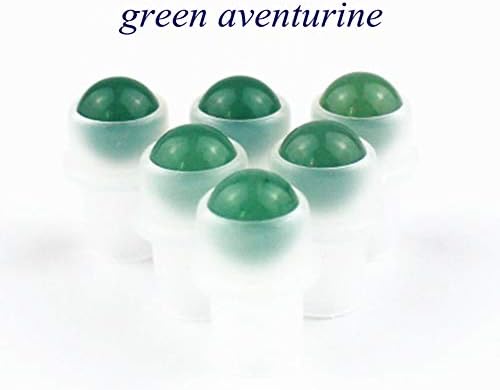 5 Pack 10ml Clear Roll On Bottles With Natural Chakra Crystal Chips for Essential Oils,Perfume Glass Roller Bottles Container Bamboo Lid,Crystal Roller,Pipette&Opener Included (Green Aventurine)