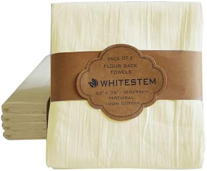 Flour Sack Towels | Tea Towel for Crafts | Kitchen Dish Cotton Blank Towel for Embroidery | Baking Bread Proofing Linen Cover | Thick Absorbent Quick Dry | 2 Pack 33"x38" Natural