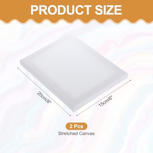 MECCANIXITY 2 Pcs Stretched Canvas for Painting, 6 x 8 Inch Blank Artist Boards 4/5 Inch Profile Cotton Canvas Panels for Beginners Professionals,White