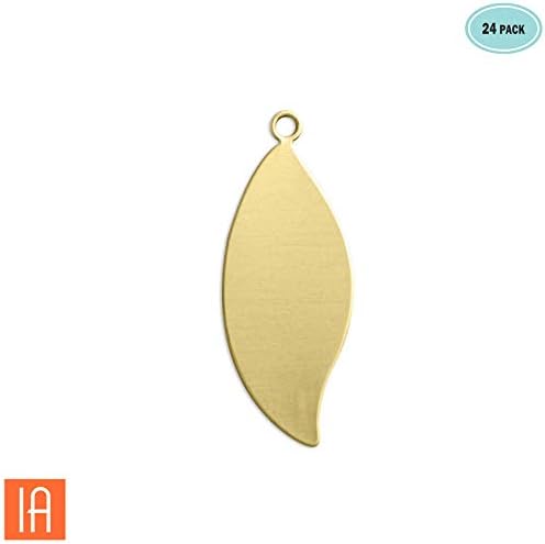 ImpressArt - Premium Metal Stamping Blanks for Metal Stamping and Jewelry Making (24 Pack) (1 1/16" Leaf w/Ring, Brass)