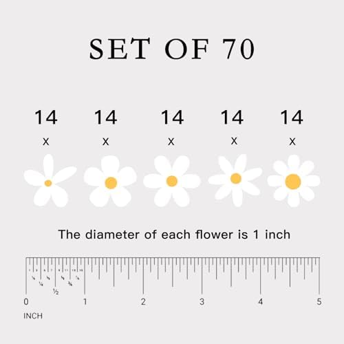 70 X Little Daisy Stickers for Laptop & Phone, Small Floral Vinyl Stickers Cute Aesthetic White Daisy Decals for Water Bottle iPhone Case Notebook, Mini Stickers 1 Inch