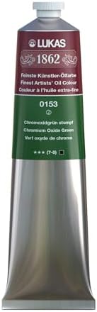 Lukas 1862 Professional German Oil Paint, Oxide of Chromium 200 mL - w/Beeswax & Non-Yellowing Sunflower Oil, Short Drying Time, Smooth, Outstanding Lightfastness