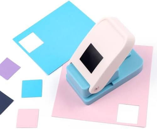 2 Pcs Craft Hole Punch, 1X0.8 inch Rectangular Postage Stamp Punches & 1" Square Hole Punches, Lever Action Puncher for Paper Crafting Scrapbooking DIY Projects Arts Crafts Supplies Scrapbook Decors