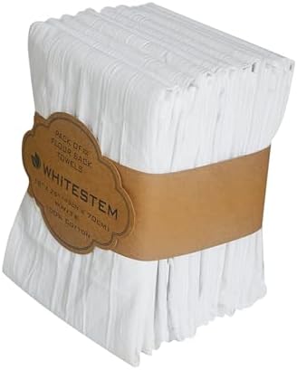 Flour Sack Kitchen Towels |Cotton Blank Towel | Tea Towel Crafting Embroidery| Thick Absorbent Quick Dry | Baking Bread Proofing Linen Cover White, 15"x25" - 12 Pack