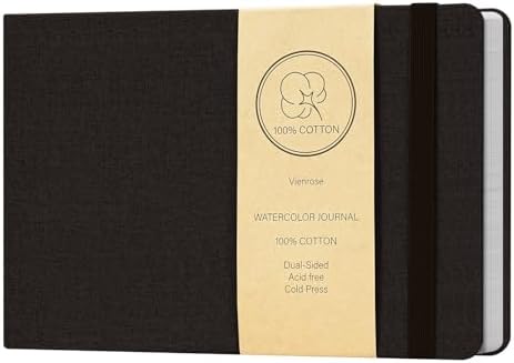 Vienrose Watercolor Sketchbook Journal 5.5x8.2 Inch 24 Sheets Black