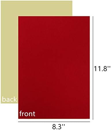 Mesheshe 10PCS Self Adhesive Felt, DIY Self Adhesive Fabric for Art & Crafts, Peel and Stick Felt for Drawer/Jewelry Box Felt Liner, A4 Size (8.3" x 11.8", Red)