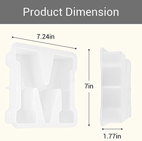 Gartful 7 Inch Large Letter Molds for Resin, 3D M Capital Alphabet Epoxy Resin Mold, A to Z Thick Resin Letter Molds for Making Letters, Word Sign Art, DIY Crafts, Making Cake, Party Home Decor
