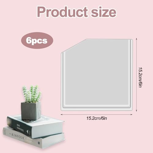 6Pcs Clear Adhesive Pockets Clear Corner Pockets, 6 x 6 Inch