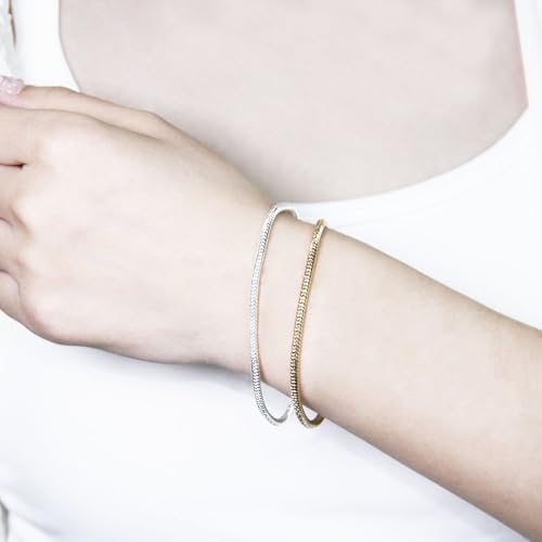 Exway 20 Pcs Snake Charm Bracelet Chain 6.5 Inch Gold and Silver Charm Bracelet Kit Snake Chain Bracelets Chain for Christmas DIY Women Jewelry Making Gifts