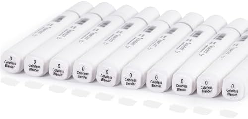 10Pcs Alcohol Markers Pure Color Series,T6 Upgrade Dual Tip Art Solid Color Markers Set for Adults Beginner Drawing Sketching DIY Crafts (Colorless Blender)