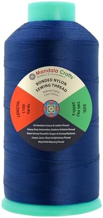 Mandala Crafts Size 92 280D T90 Denim Bonded Nylon Thread, 1100 YDs