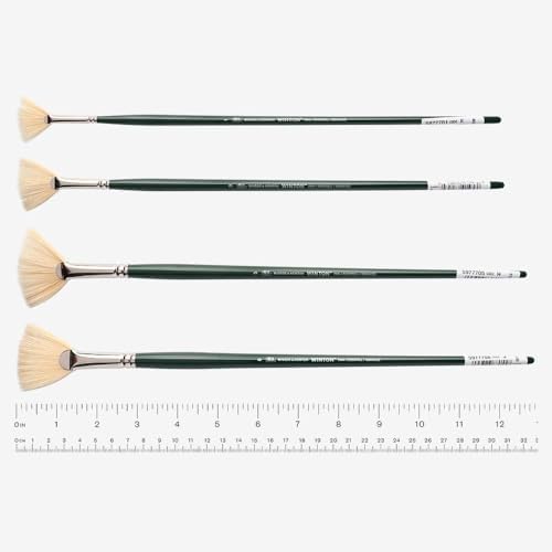 Winsor & Newton Winton Hog Bristle Brush-Fan #1, 1, Green