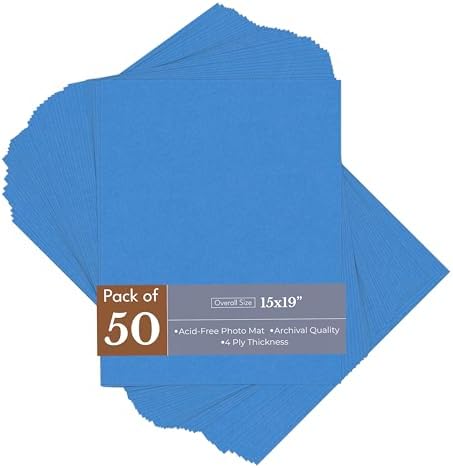 Bay Blue 15x19 Uncut Premium Mat Board - No Opening - 50 Mats