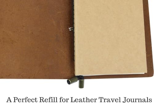 WANDERINGS Large Blank Travelers Notebook Insert/Large Journal Refill | 7" x 10.7" (18 x 27cm) | 6 Booklets, 360 Blank Pages | Travelers Notebook Refills for Journals, Diaries, Planners