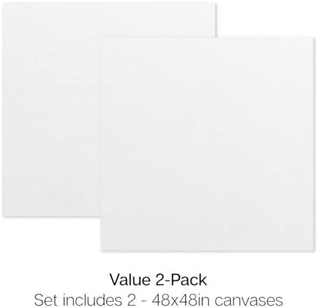 KINGART 847-2 Stretched White Canvas for Painting, 48 x 48 Inch, Pack of 2