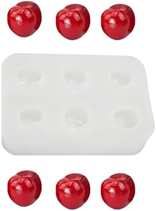 6 Cavity Cherry Silicone Mold – Silicone Fruit Mold for Chocolate, Fondant, Candle, Resin & Cake Decor, 3D DIY Baking Tool for Parties & Gifts (Cherry)