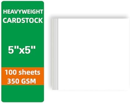 100 Sheets Blank White Cardstock 5x5 Thick Paper 130lb/350gsm