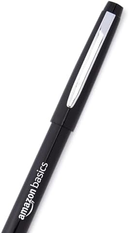 Amazon Basics Felt Tip Marker Pens, Black, Smooth Writing, for Writing, Drawing, Journaling and Note Taking, 24-Pack