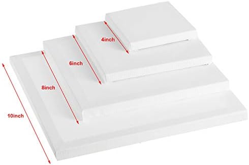 12 Pieces Assorted Size Mini Art Canvas Stretched for Craft Painting Drawing (4 Inches/ 6 Inches/ 8 Inches/ 10 Inches)