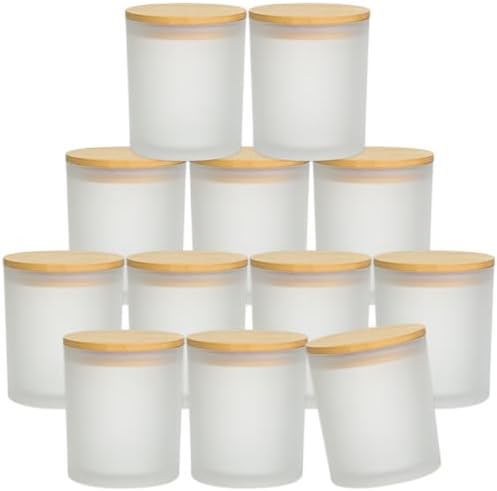 SUPMIND 12Pcs Empty Candle Jars, 14 fl.oz Frosted Glass Jars in Bulk