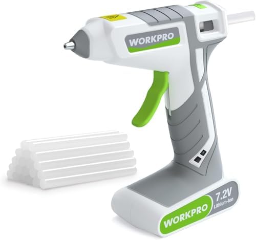 WORKPRO 7.2V Cordless Hot Melt Glue Gun with 20 Pcs Mini Glue Sticks