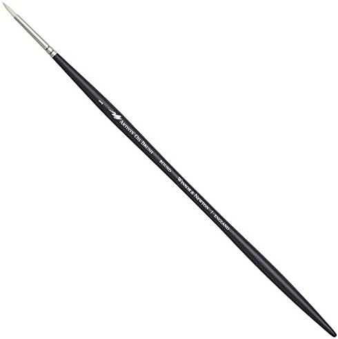 Winsor & Newton Artists' Oil Hog Paint Brush, Long Handle Size 1, Round | Handcrafted with interlocked Chungking bristles; Have spring, stiff, & flagged allowing large amounts of colour to be carried