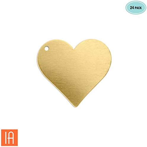 ImpressArt - Premium Metal Stamping Blanks for Metal Stamping and Jewelry Making (24 Pack) (3/4" Heart w/Hole, Brass)