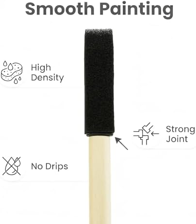 50pcs 1/2" Foam Brush with High Density Foam, mini Foam Brush for Acrylic Paint, Staining, Varnish, DIY Craft & Wood Furniture