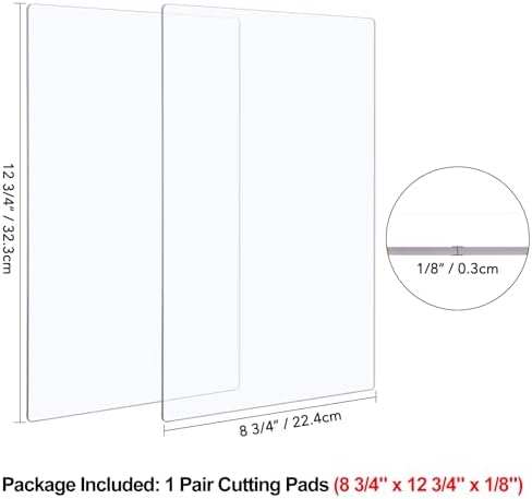 1Pair Cutting Pads, 12.75"x8.75"x0.12" Clear Polycarbonate Plastic Cutting Plates Compatible with Big Shot Plus&Big Shot Switch Plus Die-Cutting Machine, Die-Cutting and Embossing Pad Replacements