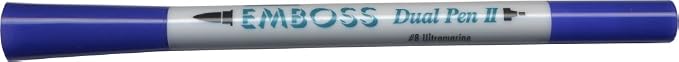 Tsukineko Embossing Pen Dual Brush Tip, Ultramarine Blue