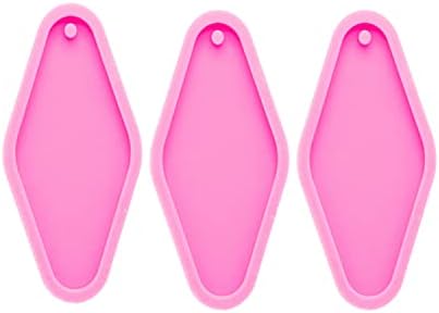 3pc Shiny Door Tag Resin Silicone Keychain Mould Crafts Epoxy Art DIY Charms Mold with 10PC Key Ring(DY0297+DY0297+DY0297)