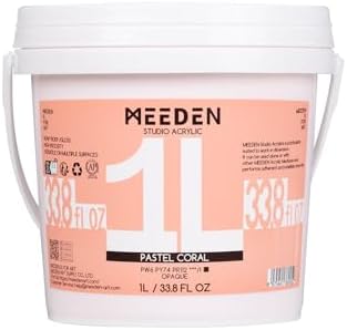 MEEDEN Pastel Coral Acrylic Paint: 1L /33.8oz Heavy Body Gloss Finish