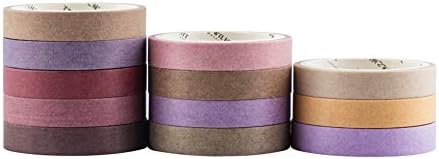 YUBBAEX 12 Rolls Washi Tape Set Natural Color Decorative Tapes for Arts, DIY Crafts, Journals, Planners, Scrapbook, Wrapping Wide -Salty Morandi- (Morandi, 8mm x 12Rolls)