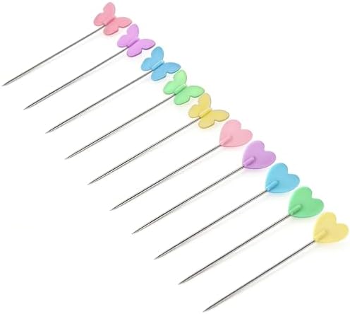Elisel 200 pcs Multicolor Straight Pins Straight Quilting Pins Craft Positioning Pins Fixed Sewing Marker Needle for Crafting Dressmaker and Other Crafts Making (Love Hearts and Butterflies)