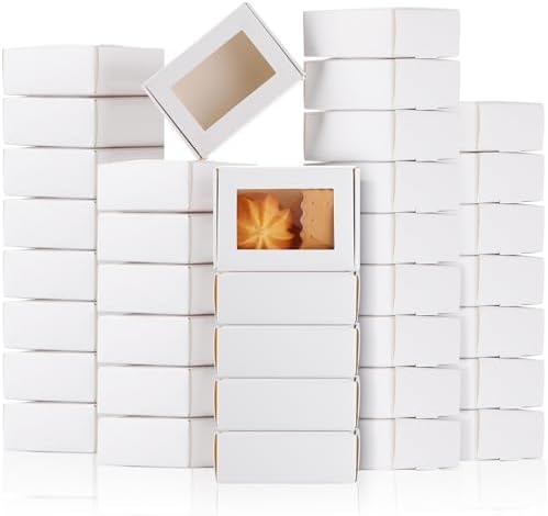 Zonon 60 Pcs Mini Kraft Soap Boxes with Window Homemade,White
