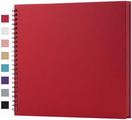 potricher 12 x 12 Inch Large DIY Scrapbook Photo Album 40 Pages, Red | Thick Kraft Paper Scrap Book Photo Albums, Memory Book for Wedding, Anniversary, Baby, Family, Travel, DIY Projects
