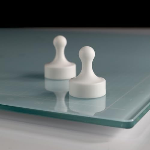 GLASSBOARD STUDIO Aqua Glass Craft Mat (9x12in) - Magnetic, Heat & Scratch Resistant, Stain-Proof for Crafting, Cutting, Painting, Mixed Media Artwork - Grid & Angle Lines, Non-Slip Rubber Feet