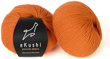 100% Baby Alpaca Yarn for Knitting & Crocheting - Set of 2 Skeins of Premium Yarn DK - Lightweight, Hypoallergenic & Thermal Peru Made - Ideal for Delicate Projects (RE784 - Burnt Orange)