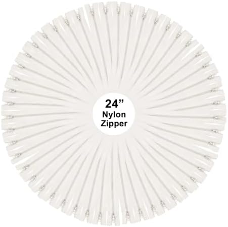 Mandala Crafts 60 PCs Off White Closed-End 24 Inch Nylon Zippers for Sewing
